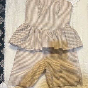 Hutch Tan Gingham Women Shorts Bermudas